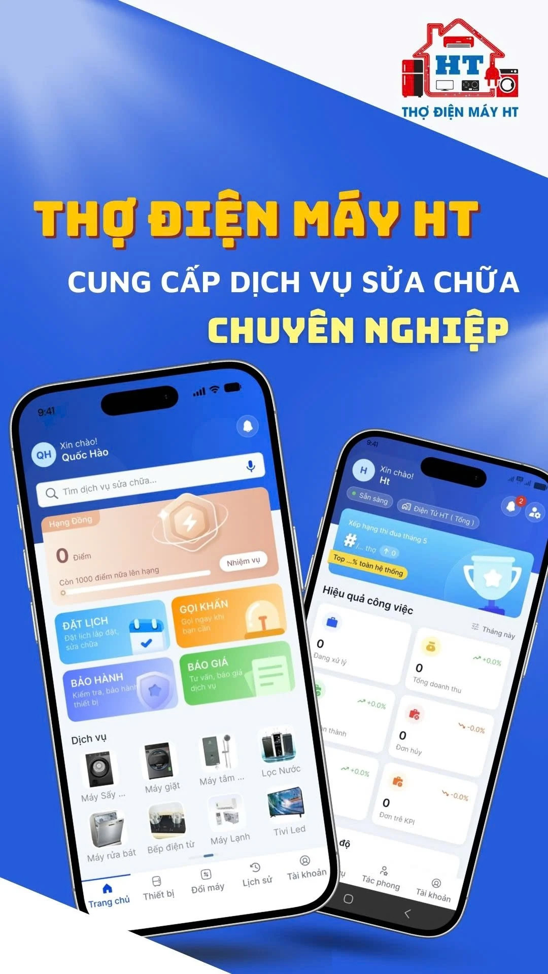 Ứng dụng Thợ Điện Máy HT Ứng dụng Thợ Điện Máy HT hỗ trợ đặt lịch sửa máy lọc nước tại Huế