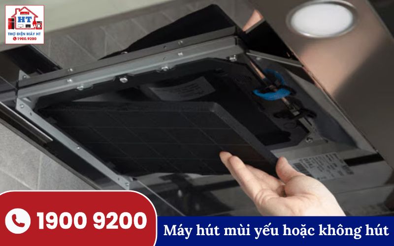 Máy hút mùi hút yếu Máy hút mùi bị yếu, không hút được khói và mùi hiệu quả.