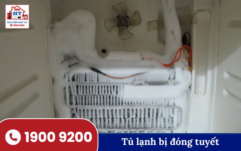 Tủ lạnh bị đóng tuyết dày Tủ lạnh đóng tuyết dày đặc ở ngăn đá, gây cản trở việc làm lạnh và lấy thực phẩm, cần sửa chữa tại nhà Hà Nội.