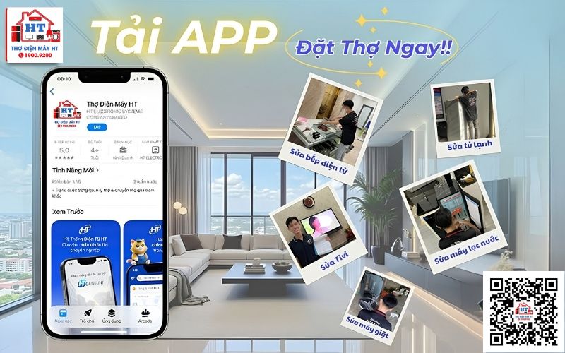 Ảnh App Thợ Điện Máy HT - Điện Tử HT App Thợ Điện Máy HT hỗ trợ đặt lịch sửa tivi