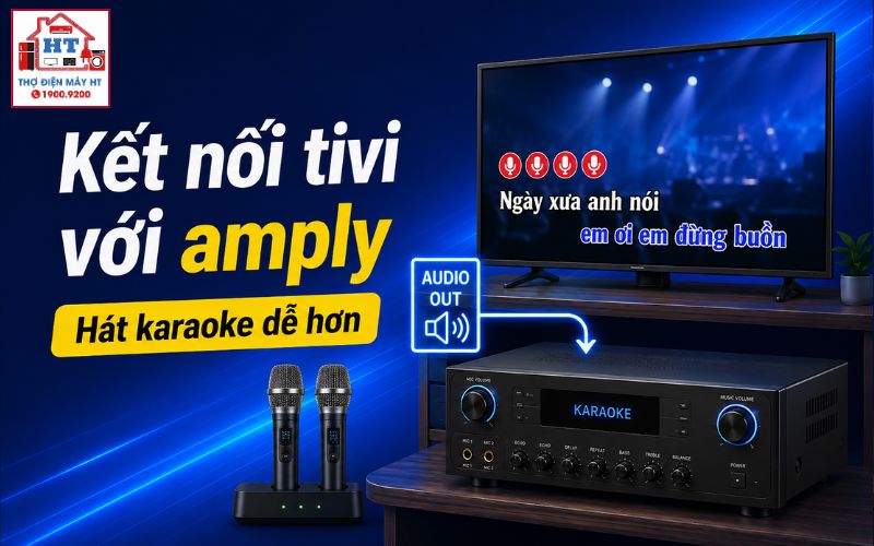 cách kết nối tivi với amply để hát karaoke