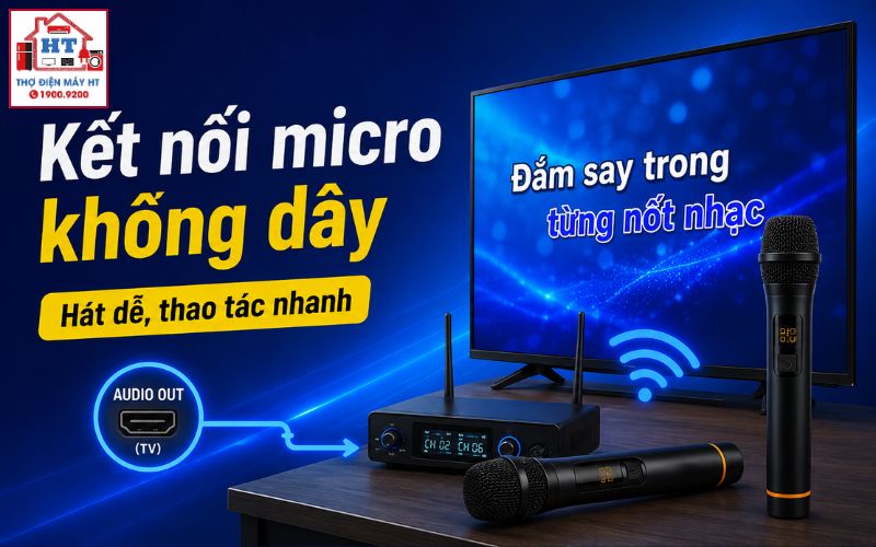 cách kết nối micro không dây với tivi