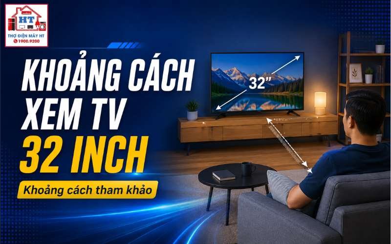 khoảng cách xem tivi 32 inch
