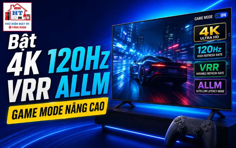 cách bật 4K 120Hz VRR ALLM trên tivi