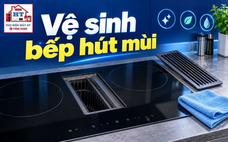 Cách vệ sinh bếp từ tích hợp hút mùi chuẩn sạch dầu mỡ và an toàn