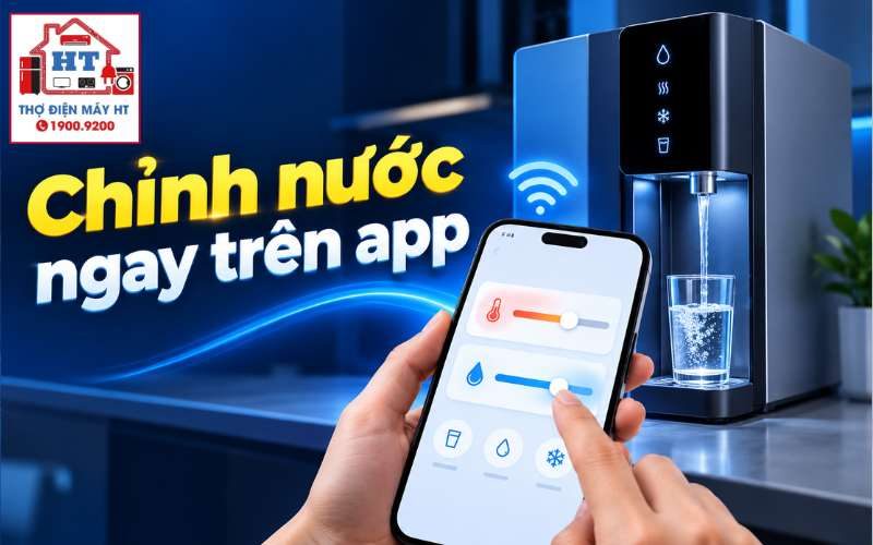 Tùy chỉnh nhiệt độ và lượng nước trên ứng dụng máy lọc nước gia đình
