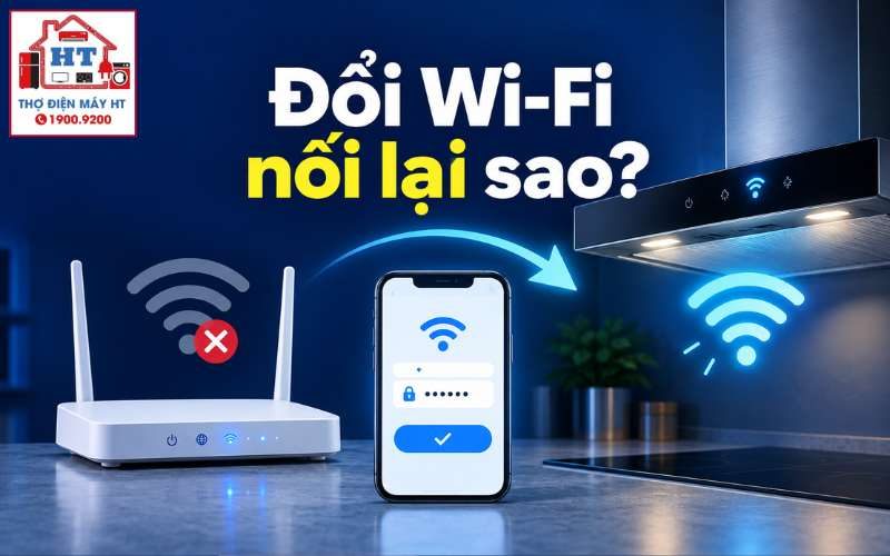 Đổi router hoặc mật khẩu Wi-Fi: kết nối lại máy hút mùi thế nào?