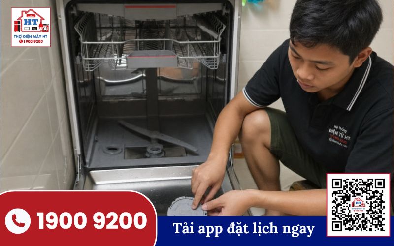 Bảng điều khiển máy rửa chén Bảng điều khiển máy rửa chén với các nút và màn hình hiển thị số