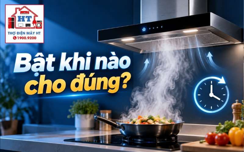 Nên bật máy hút mùi khi nào, chạy bao lâu sau nấu để sạch mùi?