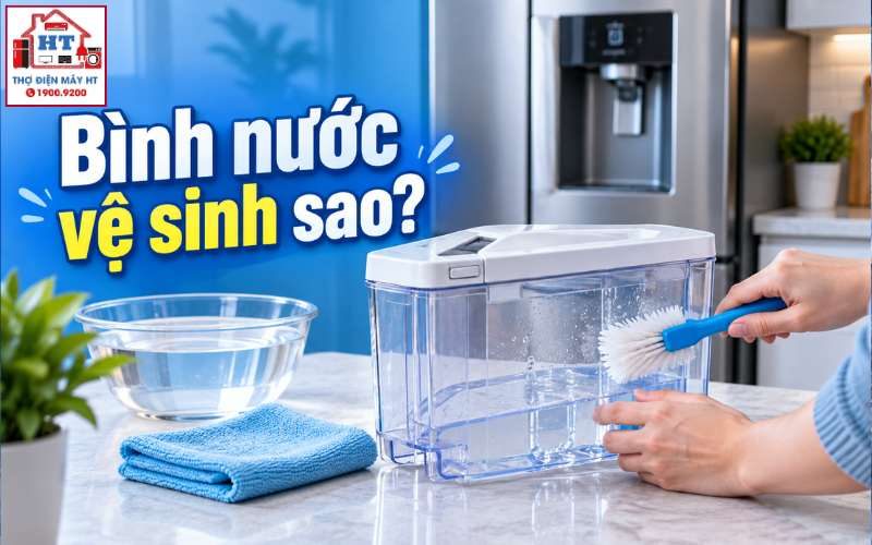 Vệ sinh bình chứa nước tủ lạnh: Rửa, làm khô và lắp đúng